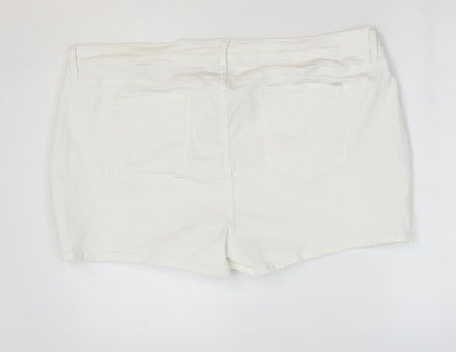 Marks and Spencer Womens White Cotton Hot Pants Shorts Size 22 L4 in Regular Zip