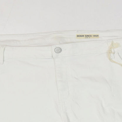 Marks and Spencer Womens White Cotton Hot Pants Shorts Size 22 L4 in Regular Zip