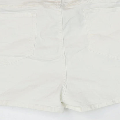 Marks and Spencer Womens White Cotton Hot Pants Shorts Size 22 L4 in Regular Zip