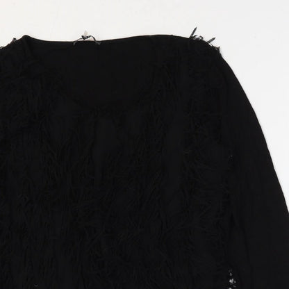 Womens UK Size 8 Yest Black Basic Blouse