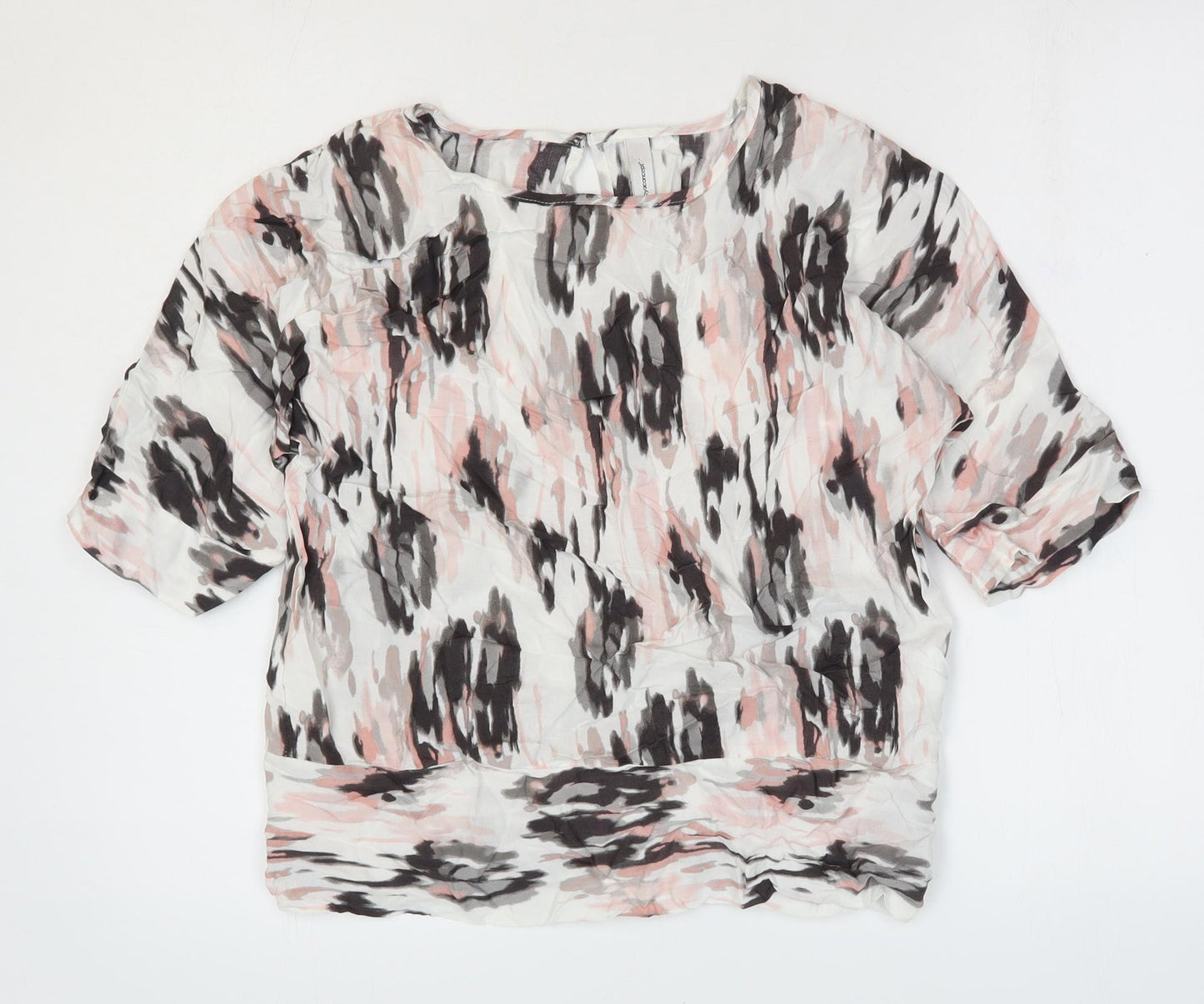 Soya Concept Womens Pink Geometric Viscose Basic T-Shirt Size XS Round Neck