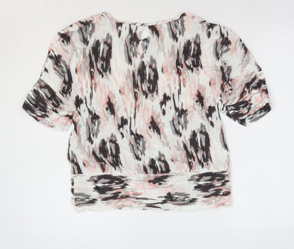 Soya Concept Womens Pink Geometric Viscose Basic T-Shirt Size XS Round Neck