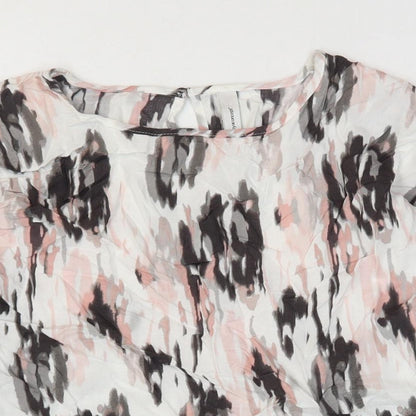 Soya Concept Womens Pink Geometric Viscose Basic T-Shirt Size XS Round Neck