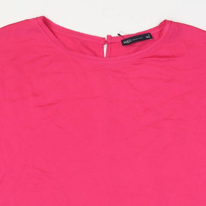 Womens UK Size 16 Marks and Spencer Pink Basic T-Shirt
