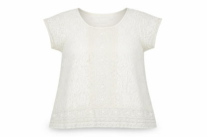 Karen Kane Womens White Floral Cotton Basic Blouse Size XS Round Neck