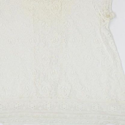 Karen Kane Womens White Floral Cotton Basic Blouse Size XS Round Neck