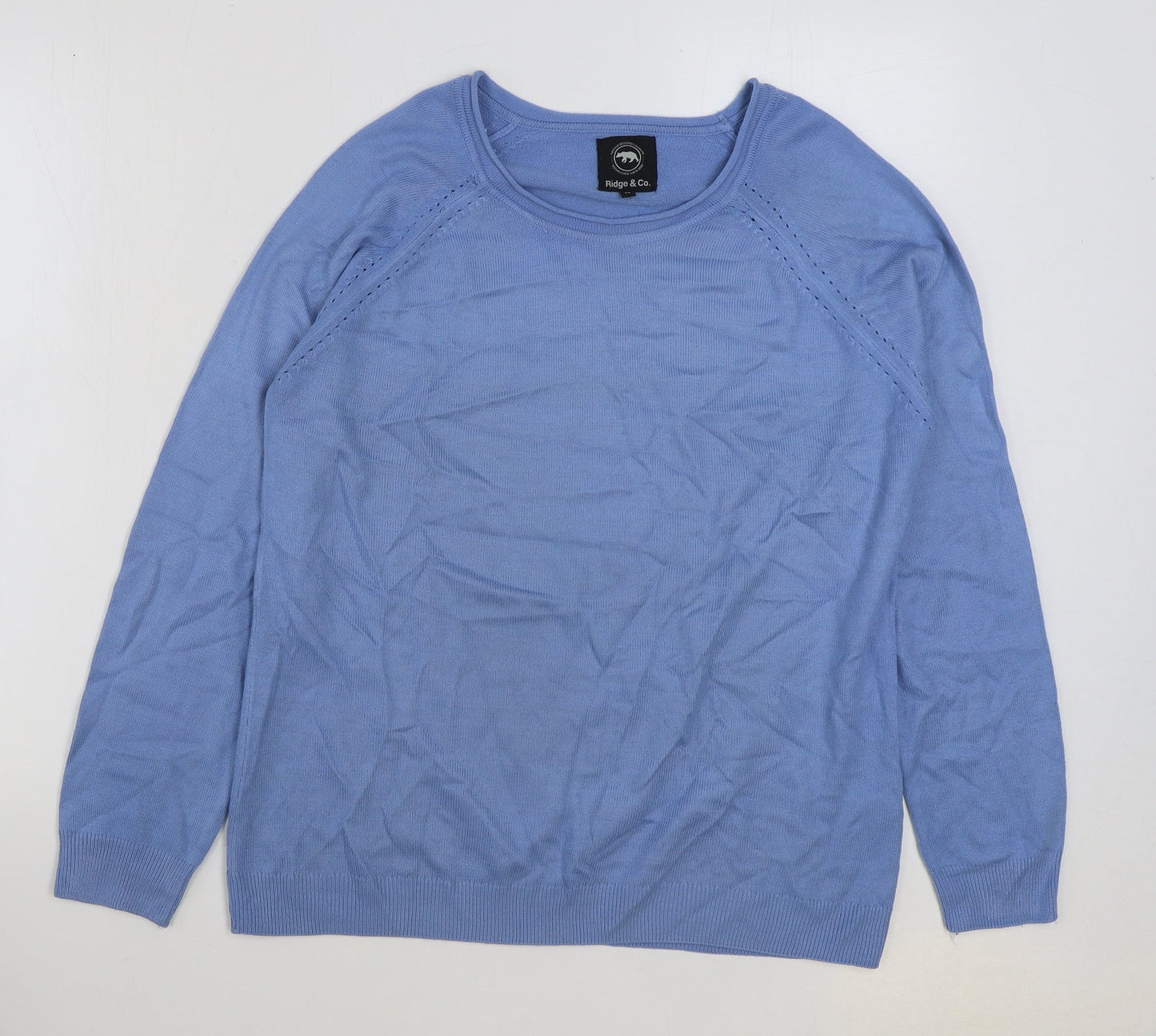 Ridge & Co Womens Blue Round Neck Acrylic Pullover Jumper Size 14