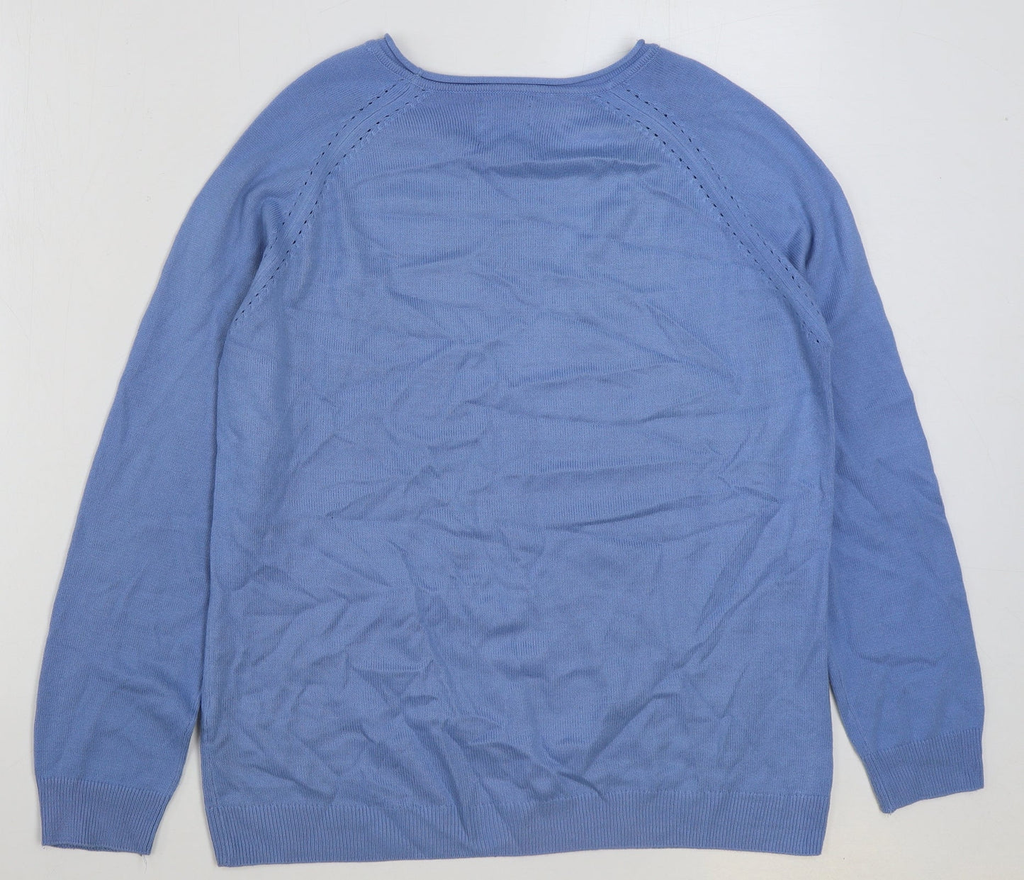 Ridge & Co Womens Blue Round Neck Acrylic Pullover Jumper Size 14