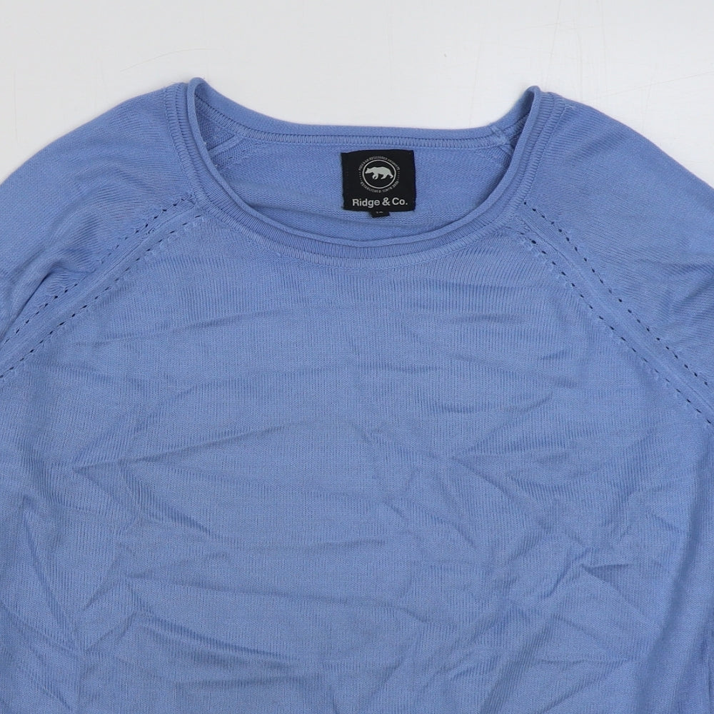 Ridge & Co Womens Blue Round Neck Acrylic Pullover Jumper Size 14