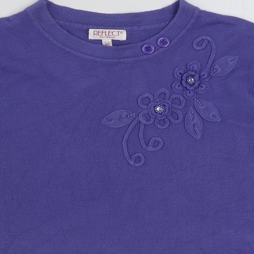 Womens UK Size M Reflect Purple Pullover Jumper
