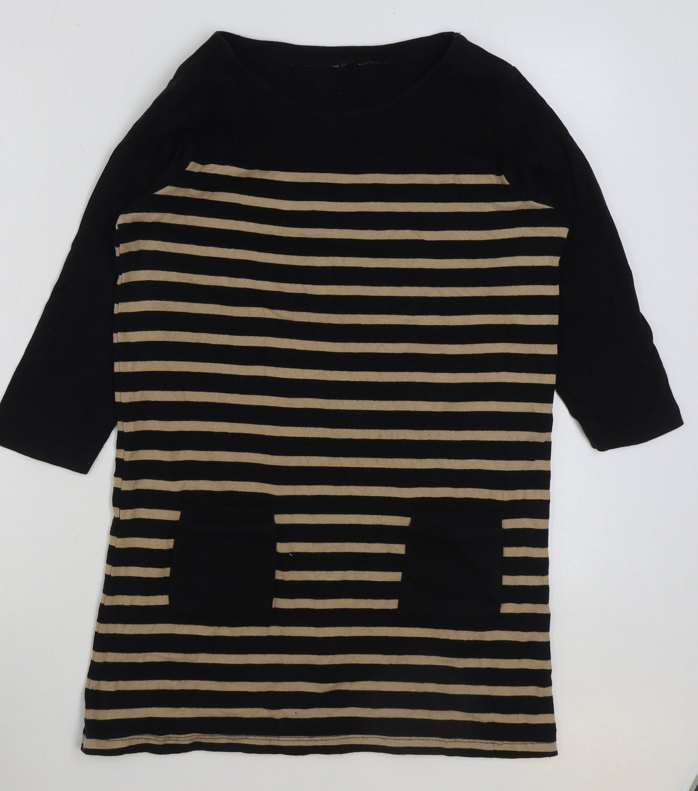 Womens UK Size 12 INTUITION Brown Basic T-Shirt