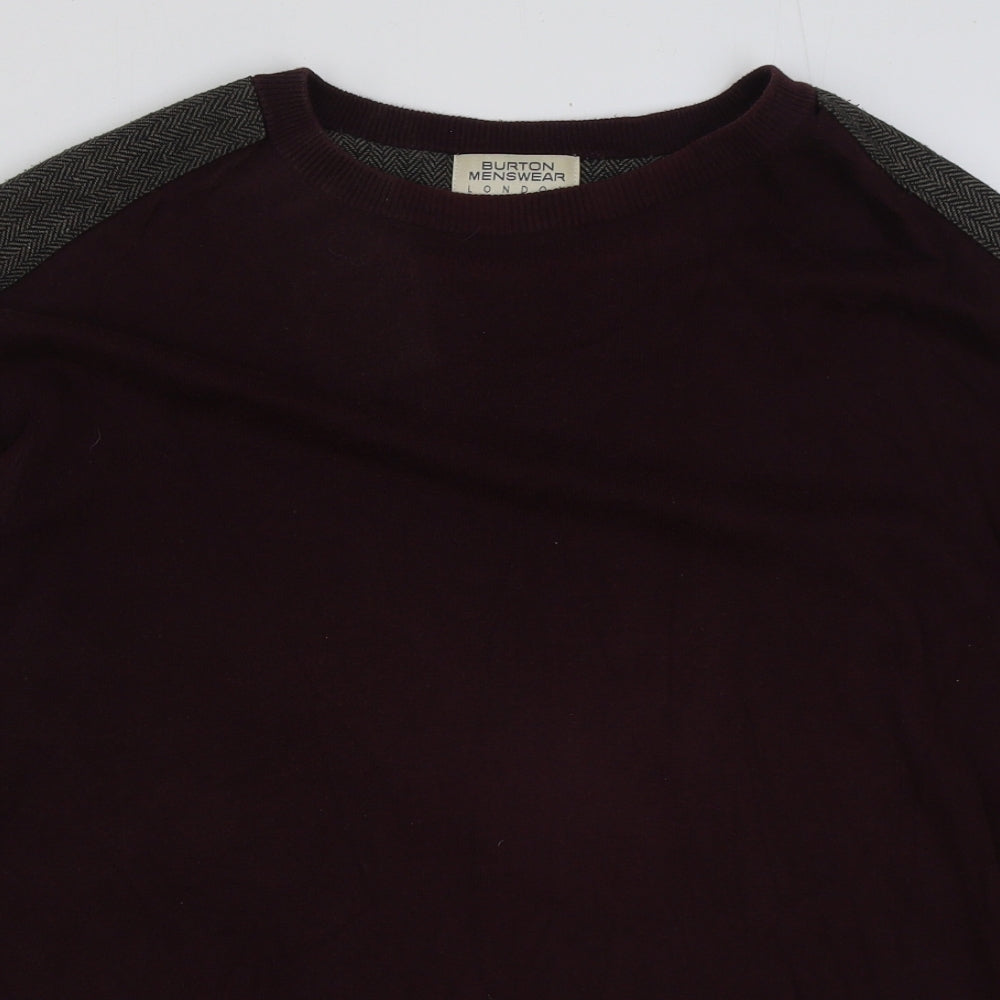 Burton Mens Red Round Neck Acrylic Pullover Jumper Size XL