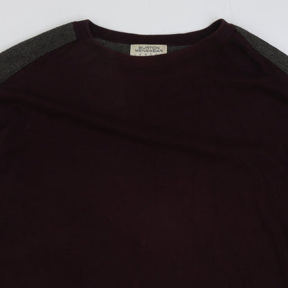 Burton Mens Red Round Neck Acrylic Pullover Jumper Size XL