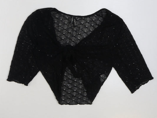 INTUITION Womens Black V-Neck Polyester Cardigan Jumper Size M