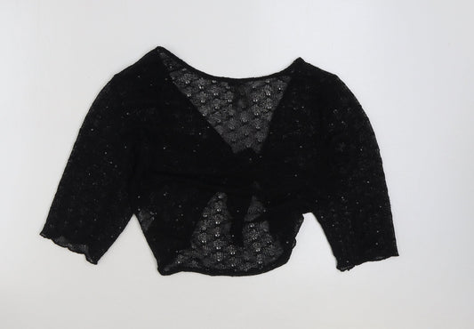 INTUITION Womens Black V-Neck Polyester Cardigan Jumper Size M