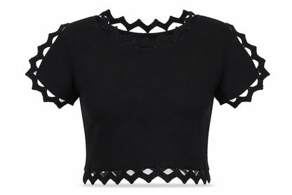 Viz a Viz Womens Black Viscose Basic T-Shirt Size M Round Neck