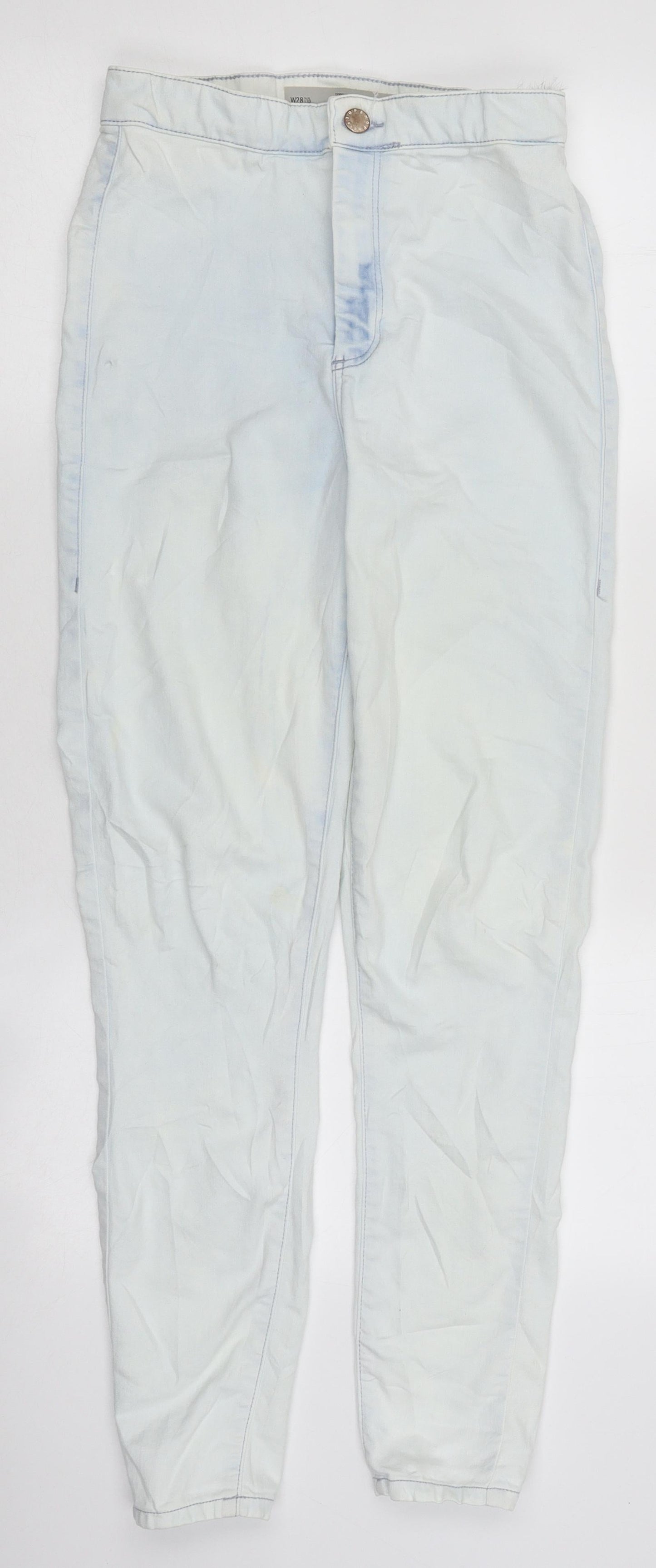 Topshop Womens Blue 100% Cotton Skinny Jeans Size 28 L30 in Regular Zip