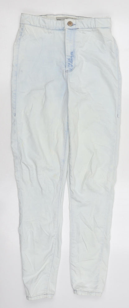 Topshop Womens Blue 100% Cotton Skinny Jeans Size 28 L30 in Regular Zip