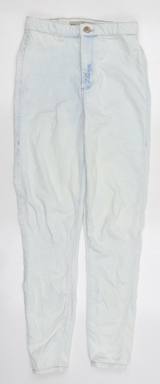 Topshop Womens Blue 100% Cotton Skinny Jeans Size 28 L30 in Regular Zip