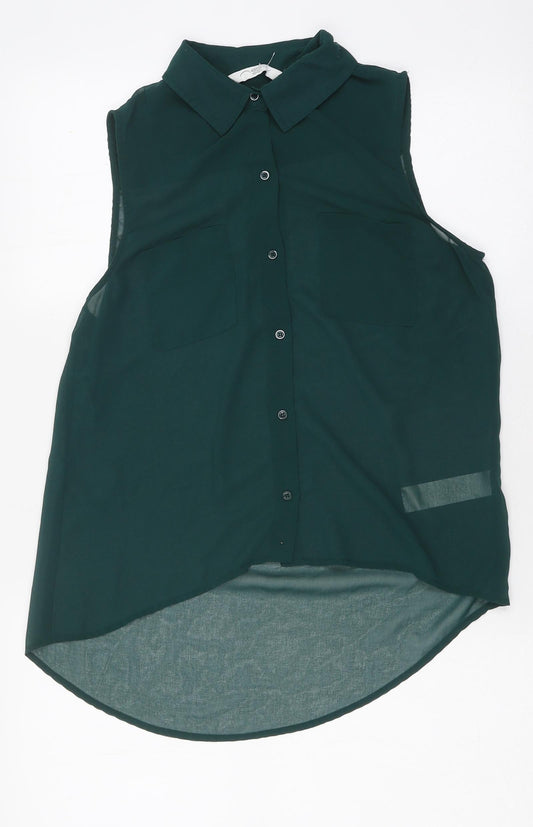 Womens UK Size 8 New Look Green Jersey Button-Up