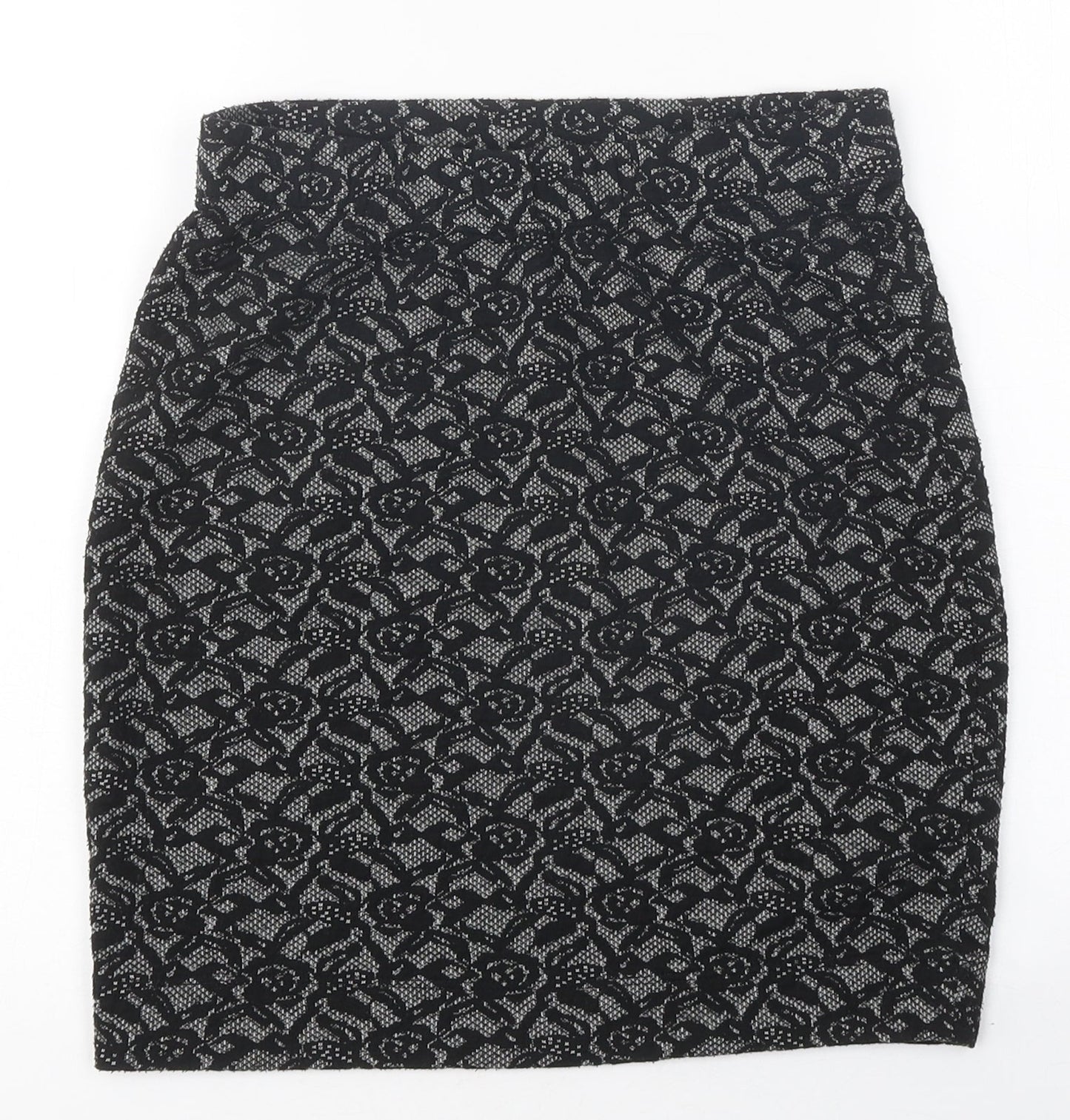 Vevomoda Womens Black Floral Polyester Mini Skirt Size XS