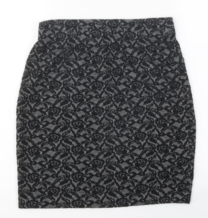 Vevomoda Womens Black Floral Polyester Mini Skirt Size XS