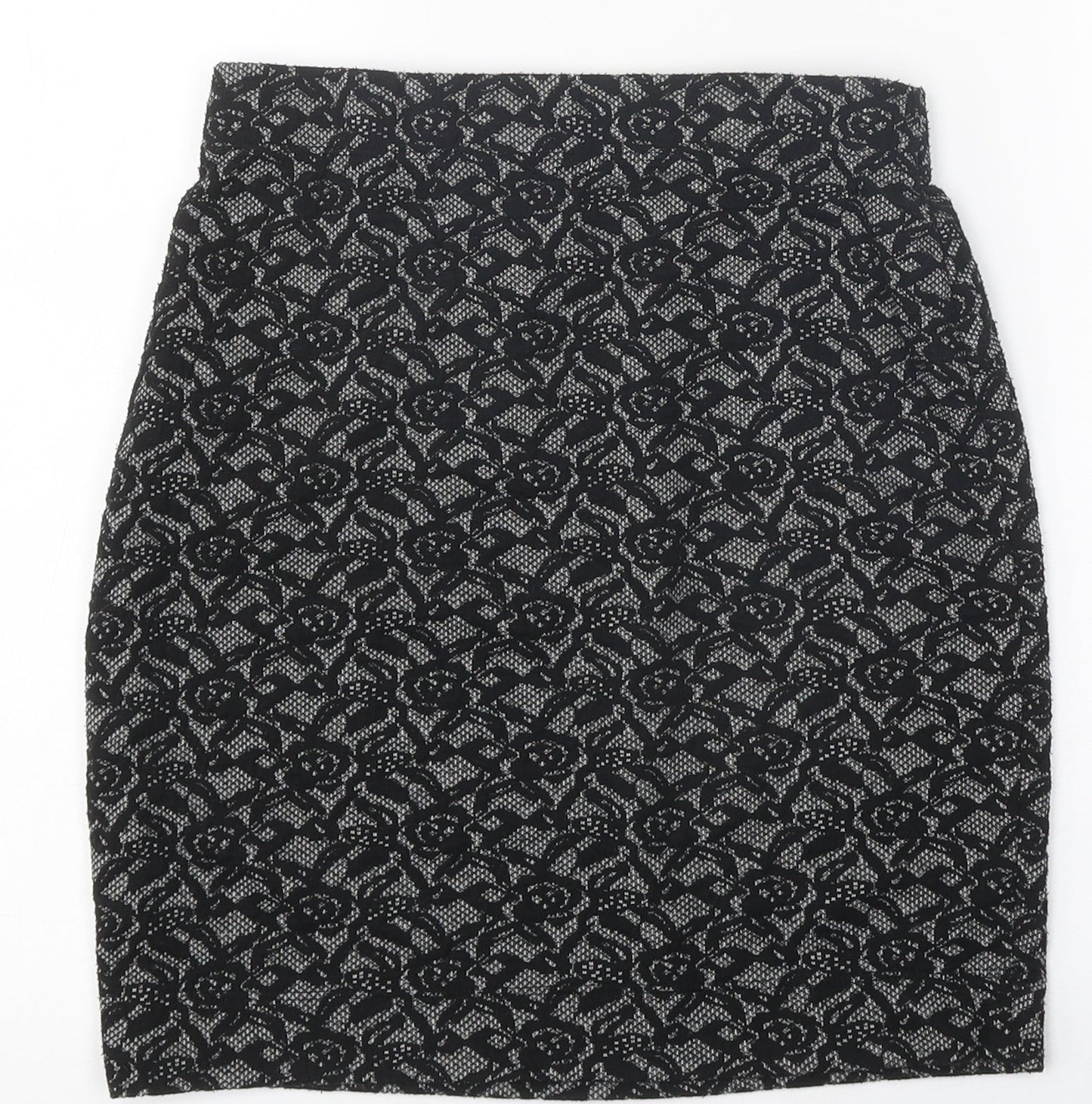 Vevomoda Womens Black Floral Polyester Mini Skirt Size XS