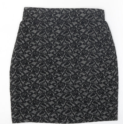 Vevomoda Womens Black Floral Polyester Mini Skirt Size XS