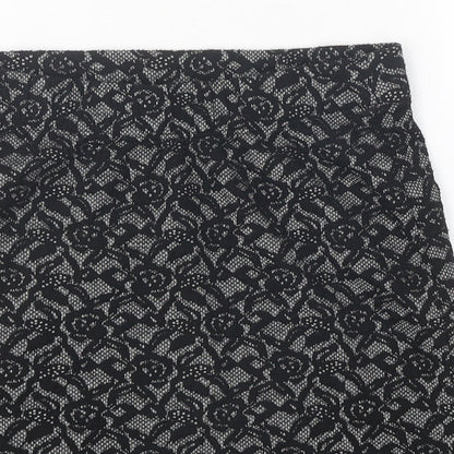 Vevomoda Womens Black Floral Polyester Mini Skirt Size XS