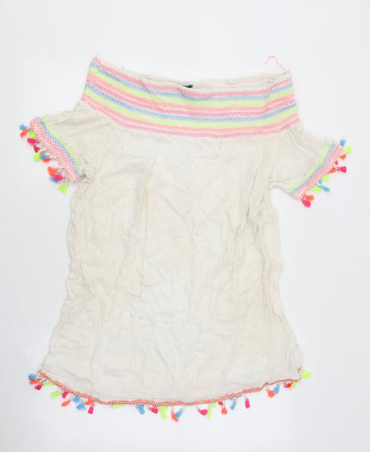 Primark Womens White Polyester Mini Size M Off the Shoulder Pullover