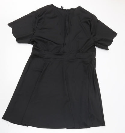 Blood Chic Womens Black Polyester Skater Dress One Size Round Neck Zip - Sizes 14-28