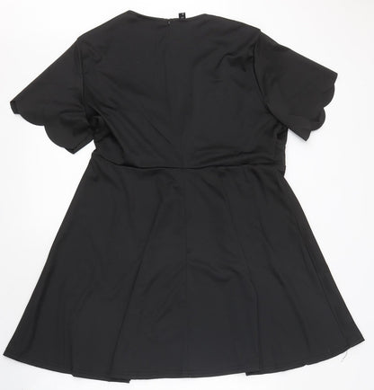 Blood Chic Womens Black Polyester Skater Dress One Size Round Neck Zip - Sizes 14-28
