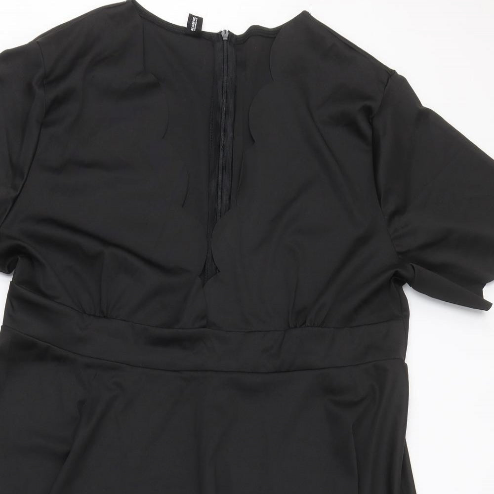 Blood Chic Womens Black Polyester Skater Dress One Size Round Neck Zip - Sizes 14-28