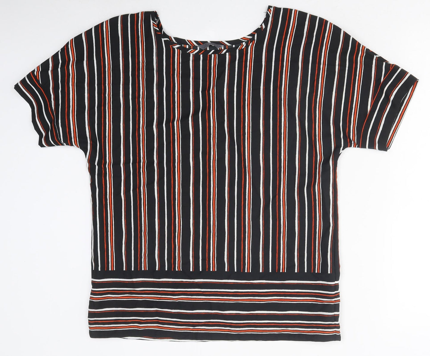 Papaya Womens Multicoloured Striped Polyester Basic T-Shirt Size 10 Round Neck