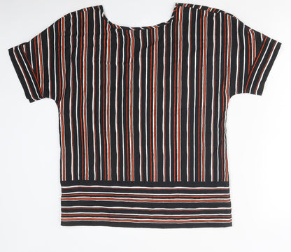 Papaya Womens Multicoloured Striped Polyester Basic T-Shirt Size 10 Round Neck