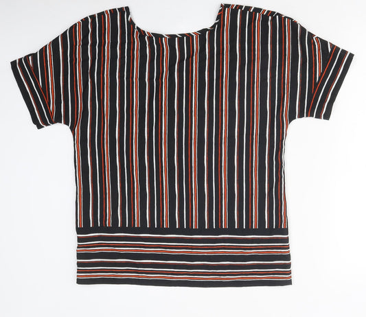 Papaya Womens Multicoloured Striped Polyester Basic T-Shirt Size 10 Round Neck
