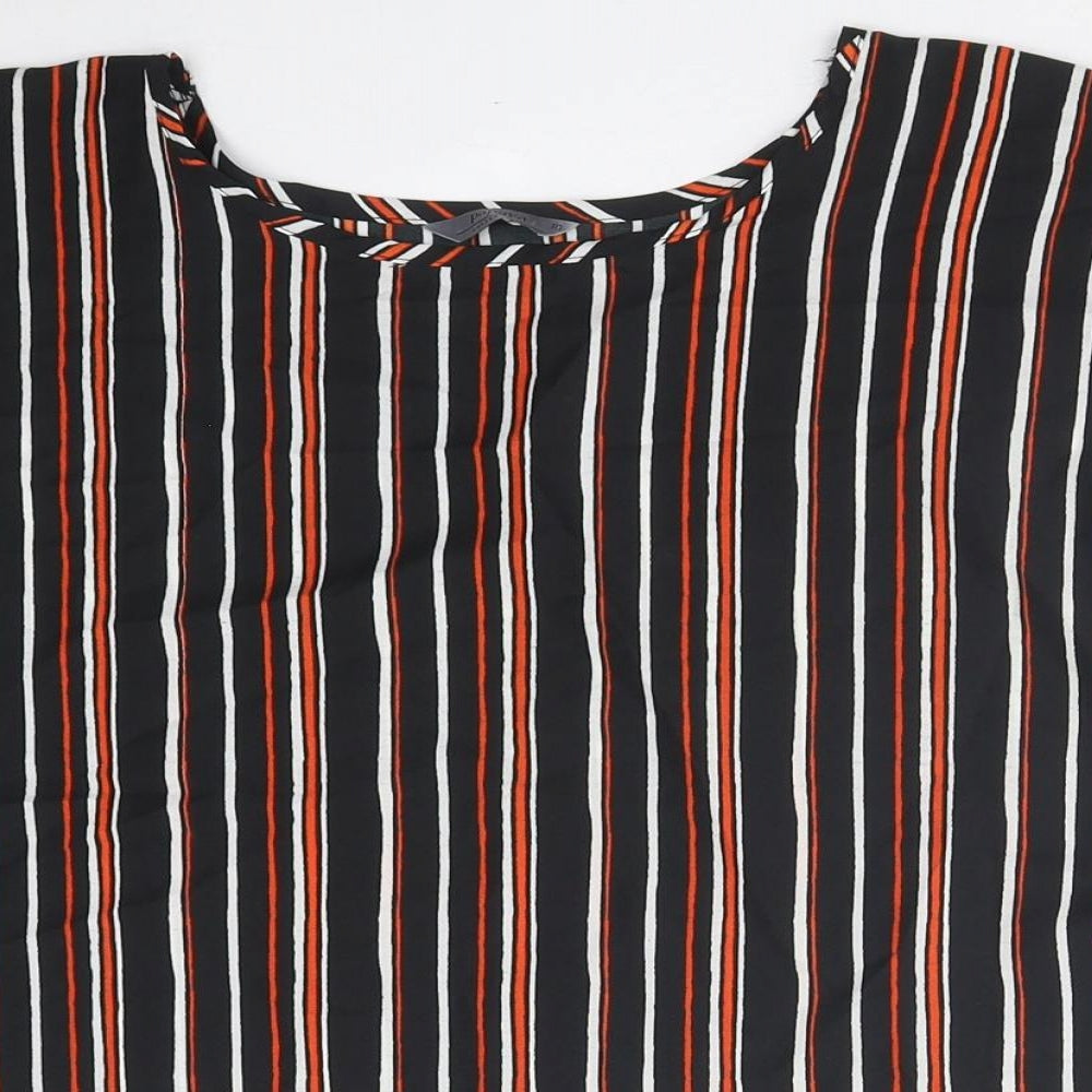 Papaya Womens Multicoloured Striped Polyester Basic T-Shirt Size 10 Round Neck