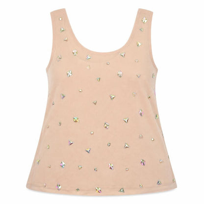 New Look Womens Beige Polyester Jersey Tank Size 8 Round Neck