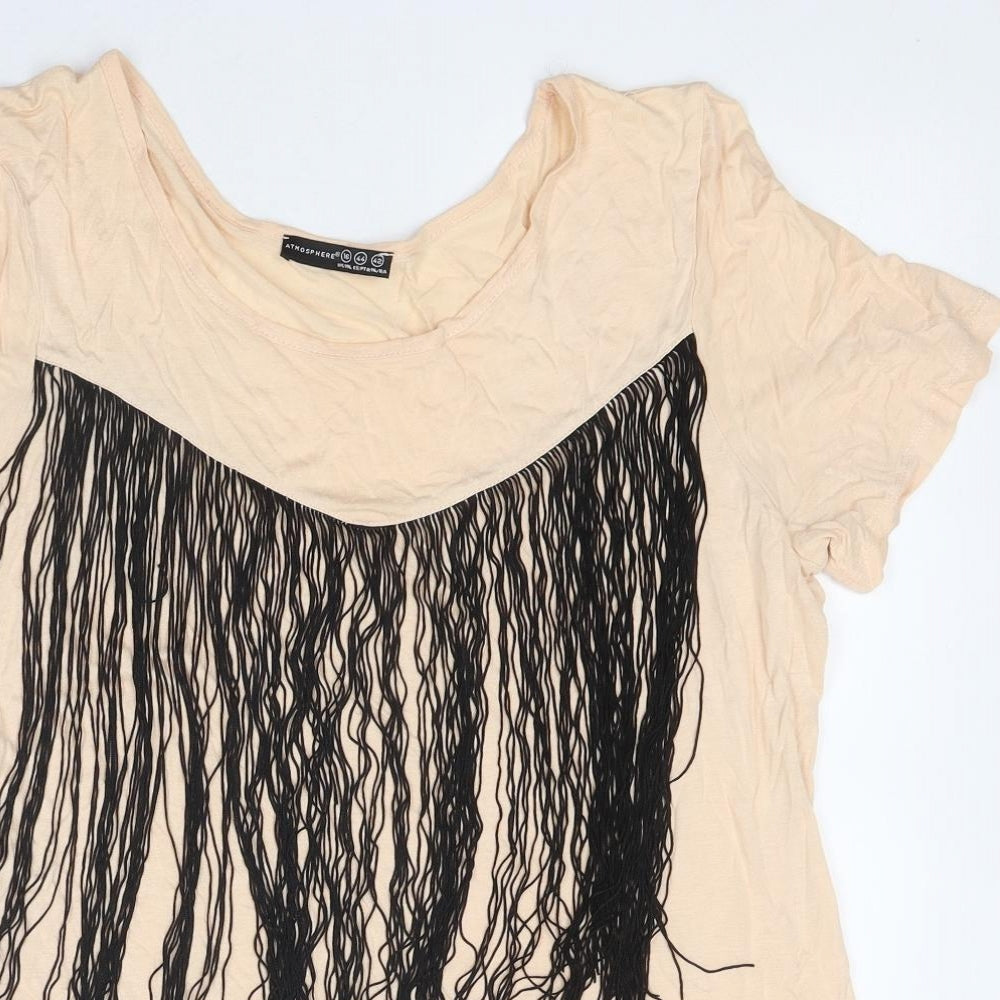 Womens UK Size 16 Atmosphere Beige Basic T-Shirt