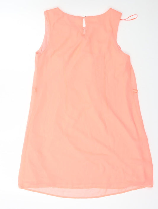 Primark Womens Pink Polyester A-Line Size 12 Round Neck Button