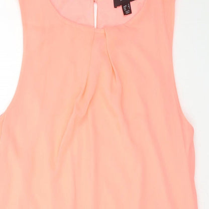 Primark Womens Pink Polyester A-Line Size 12 Round Neck Button