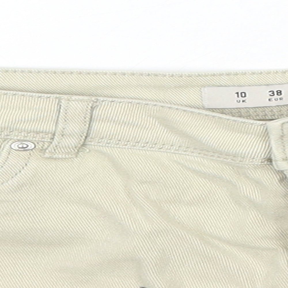 Denim & Co. Womens Beige Cotton Hot Pants Shorts Size 6 Regular Zip