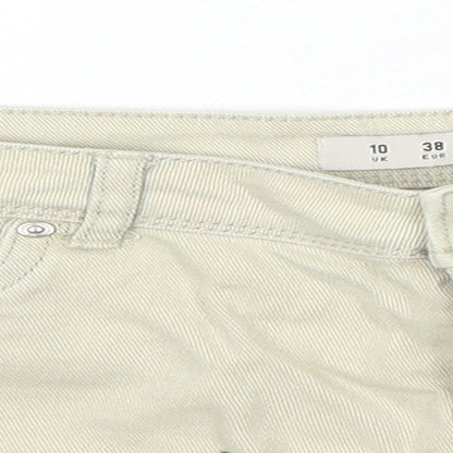 Denim & Co. Womens Beige Cotton Hot Pants Shorts Size 6 Regular Zip