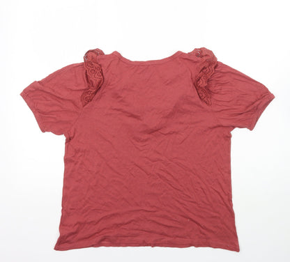 New Look Womens Pink Modal Basic T-Shirt Size 12 Round Neck