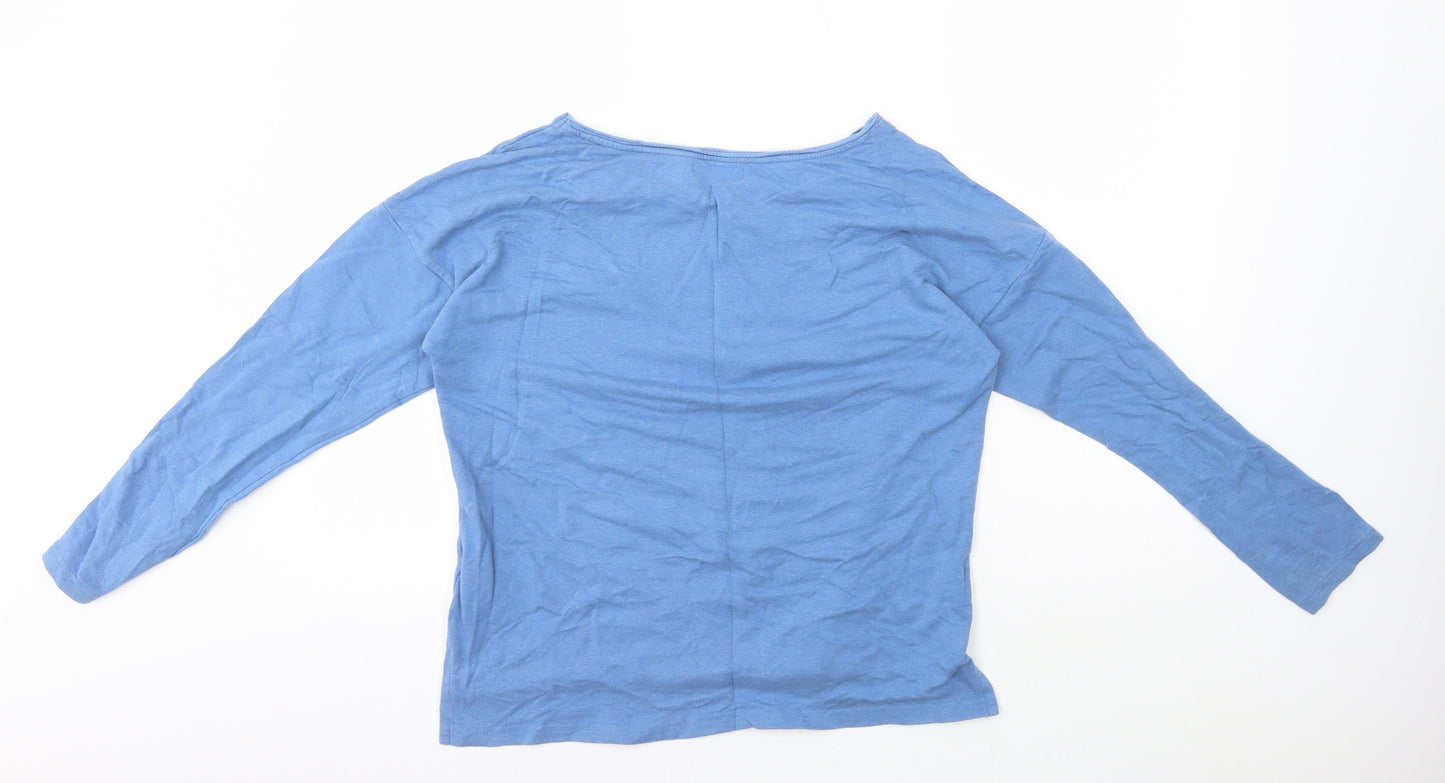 Avenue Womens Blue Round Neck Cotton Pullover Jumper Size 8 - Soul Mate Forever