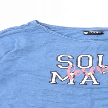 Avenue Womens Blue Round Neck Cotton Pullover Jumper Size 8 - Soul Mate Forever