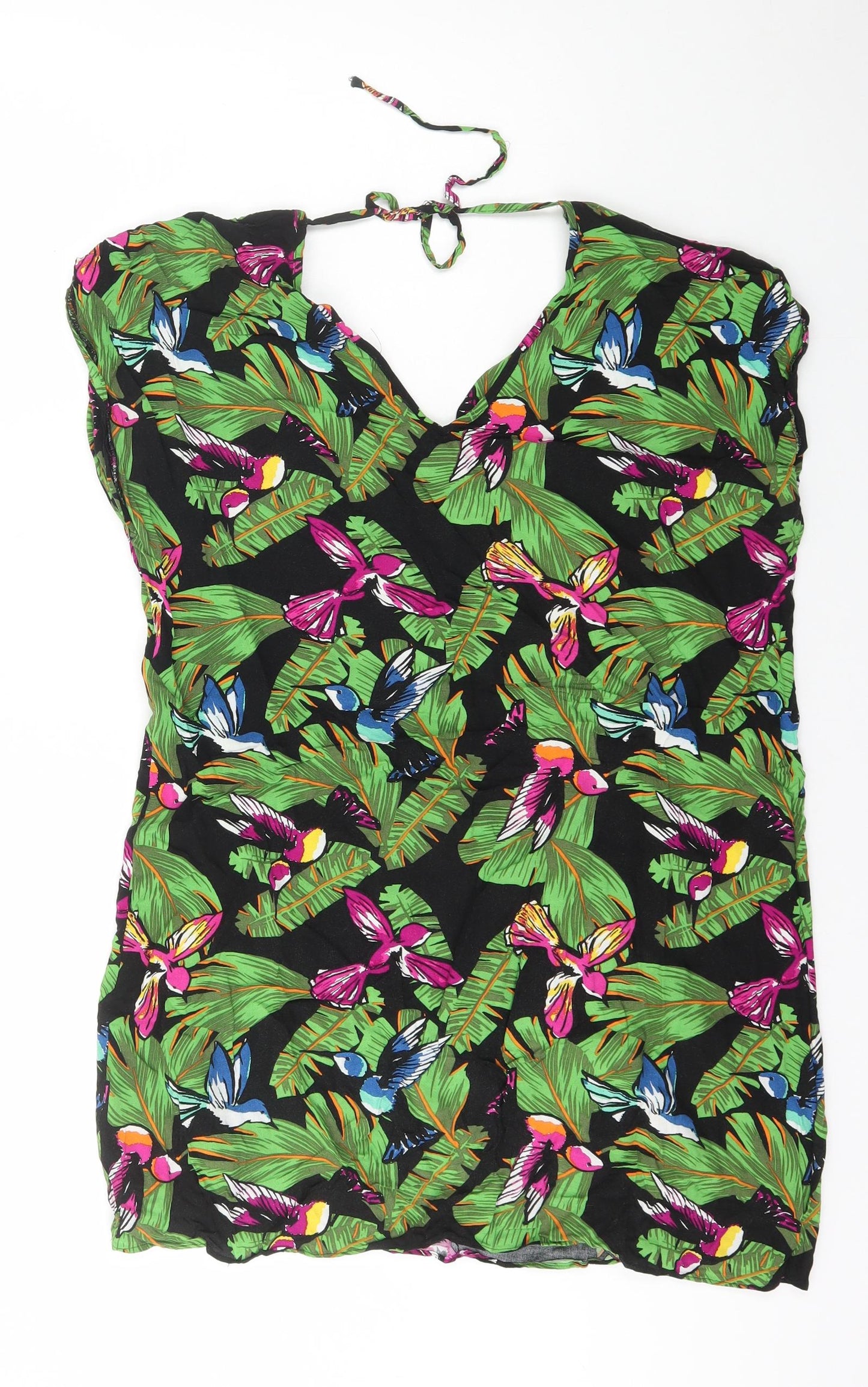 Papaya Womens Multicoloured Geometric Viscose A-Line Size 14 V-Neck Tie