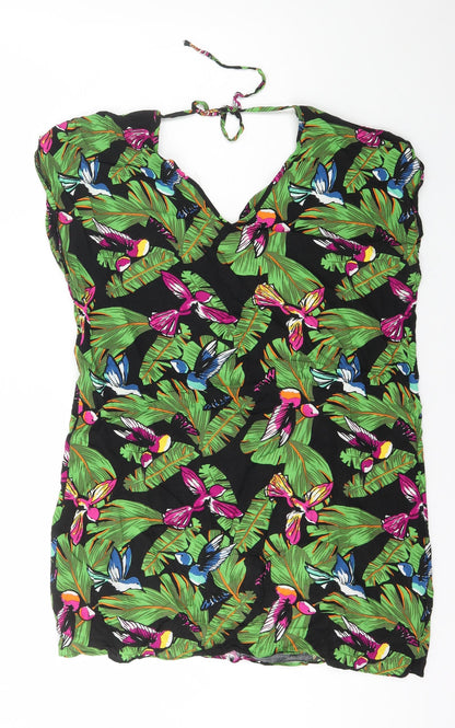 Papaya Womens Multicoloured Geometric Viscose A-Line Size 14 V-Neck Tie