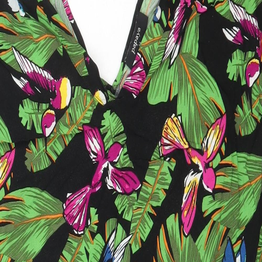 Papaya Womens Multicoloured Geometric Viscose A-Line Size 14 V-Neck Tie