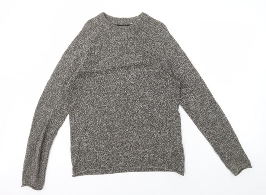 New Look Mens Grey Round Neck Cotton Pullover Jumper Size S